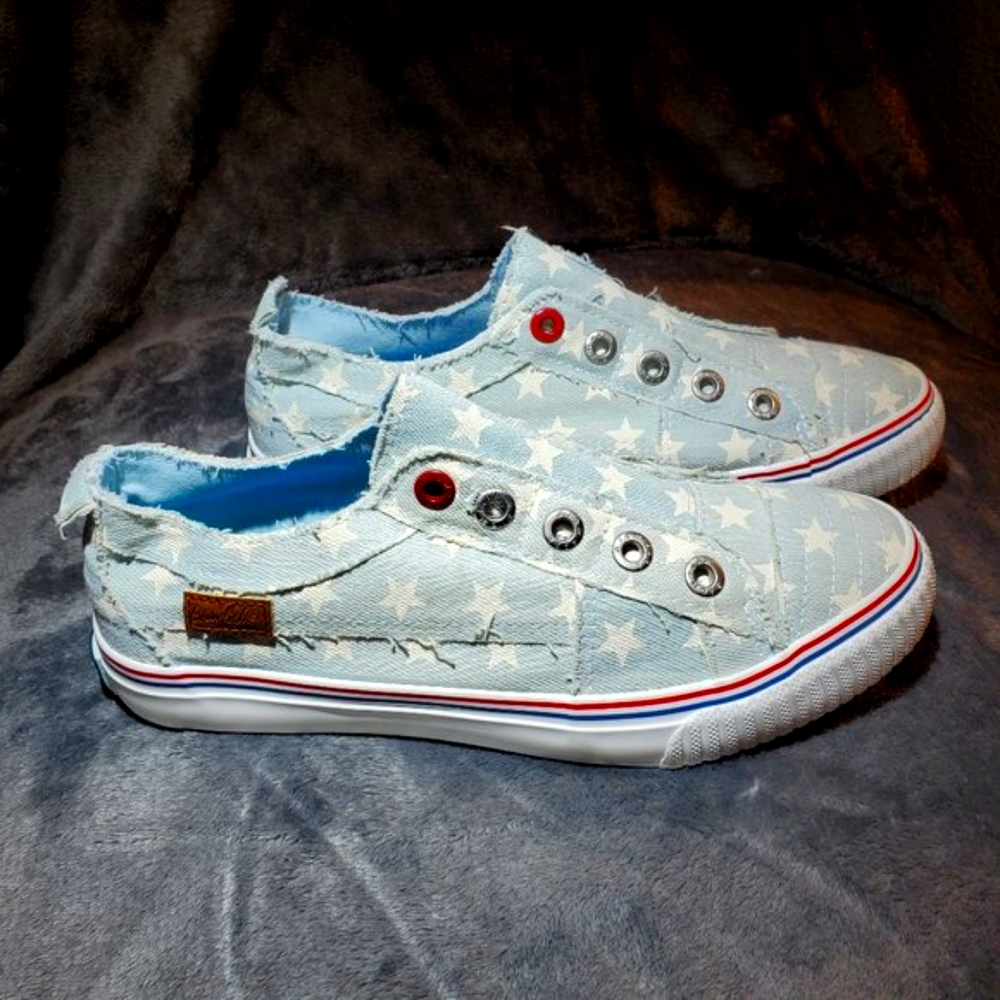 Blowfish Light Blue Star-Print Slip-On Sneakers